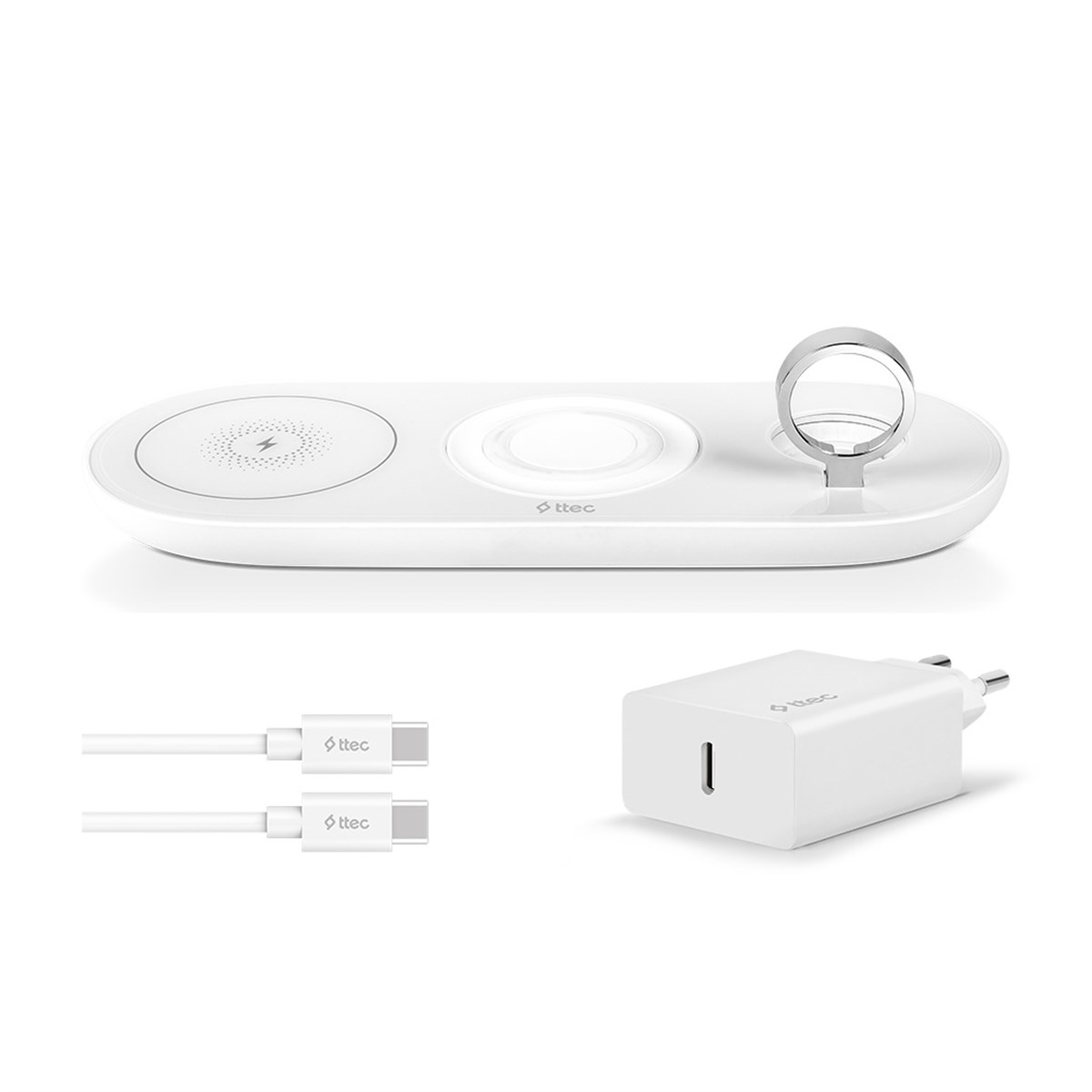 2KS17 ttec SmartCharger Air iPhone+Apple Watch+AirPods Kablosuz Hızlı Şarj Aleti ve PD 20W Seyahat Şarj Aleti
