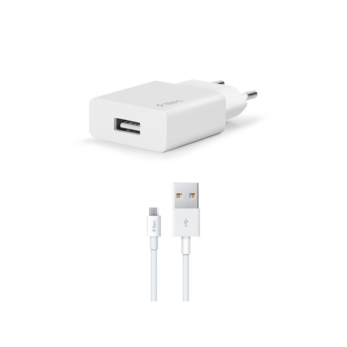 2SCS20MB ttec SmartCharger 2.1A Seyahat Şarj Aleti + Micro USB Kablo Beyaz