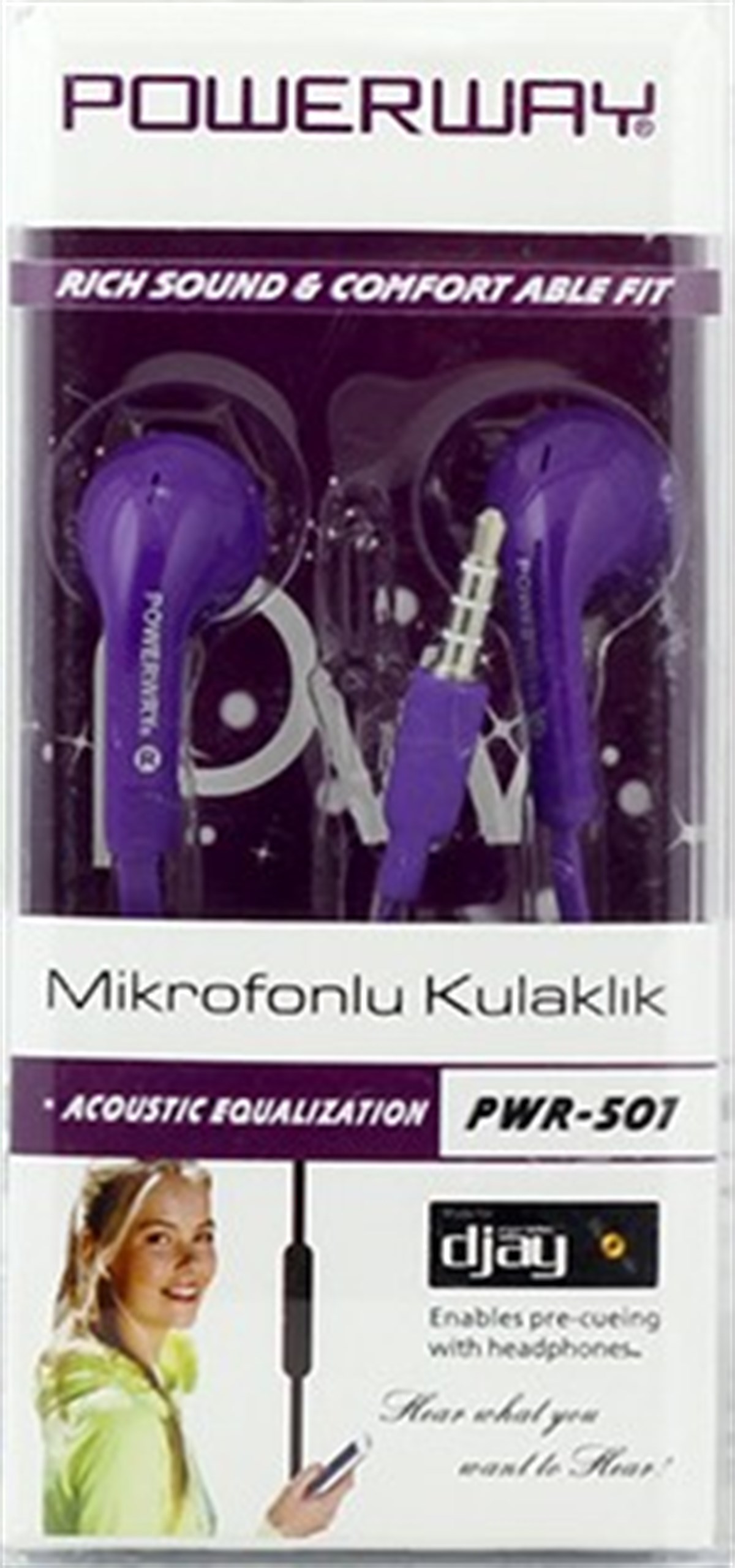PWR-501 Powerway Kulakiçi Kulaklık Mor