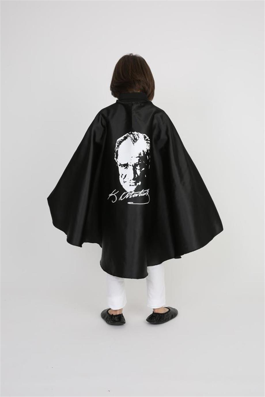  Atatürk Baskılı Unısex Çocuk Pelerini - 23 Nisan Atatürk Baskılı Unisex Çocuk Pelerini