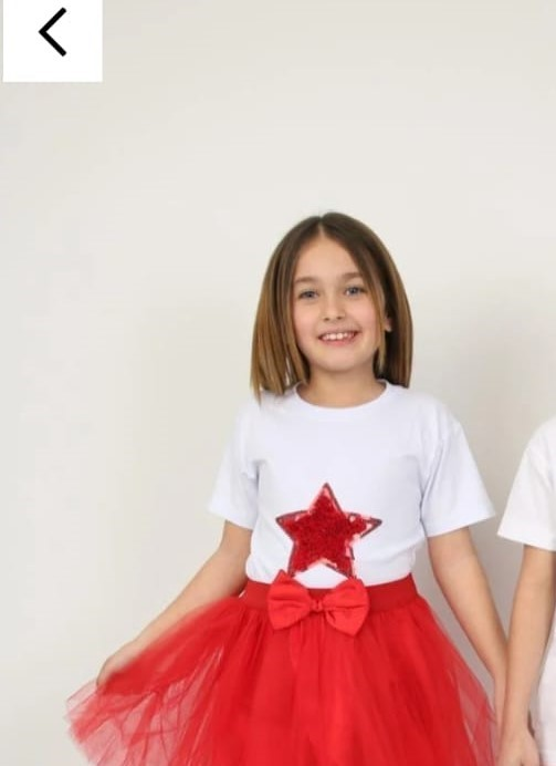 Kız Çocuk Kısa Kol Yıldız Desenli Gösteri Tişört 23 Nisan 29 Ekim 19 Mayıs Gösteri Bayram