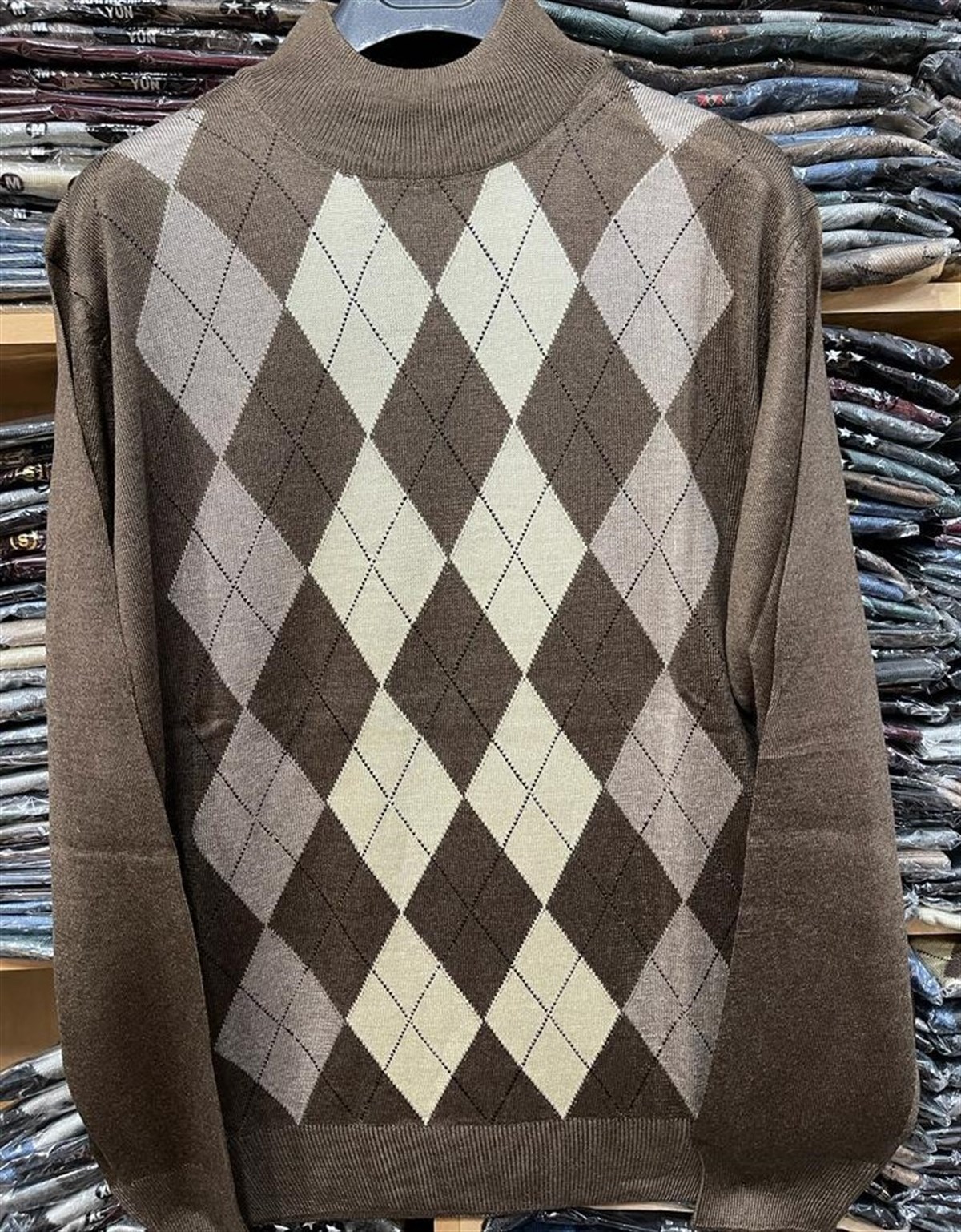 BABA DESENLİ İNCE TRİKO YARIM BALIKÇI KAZAK