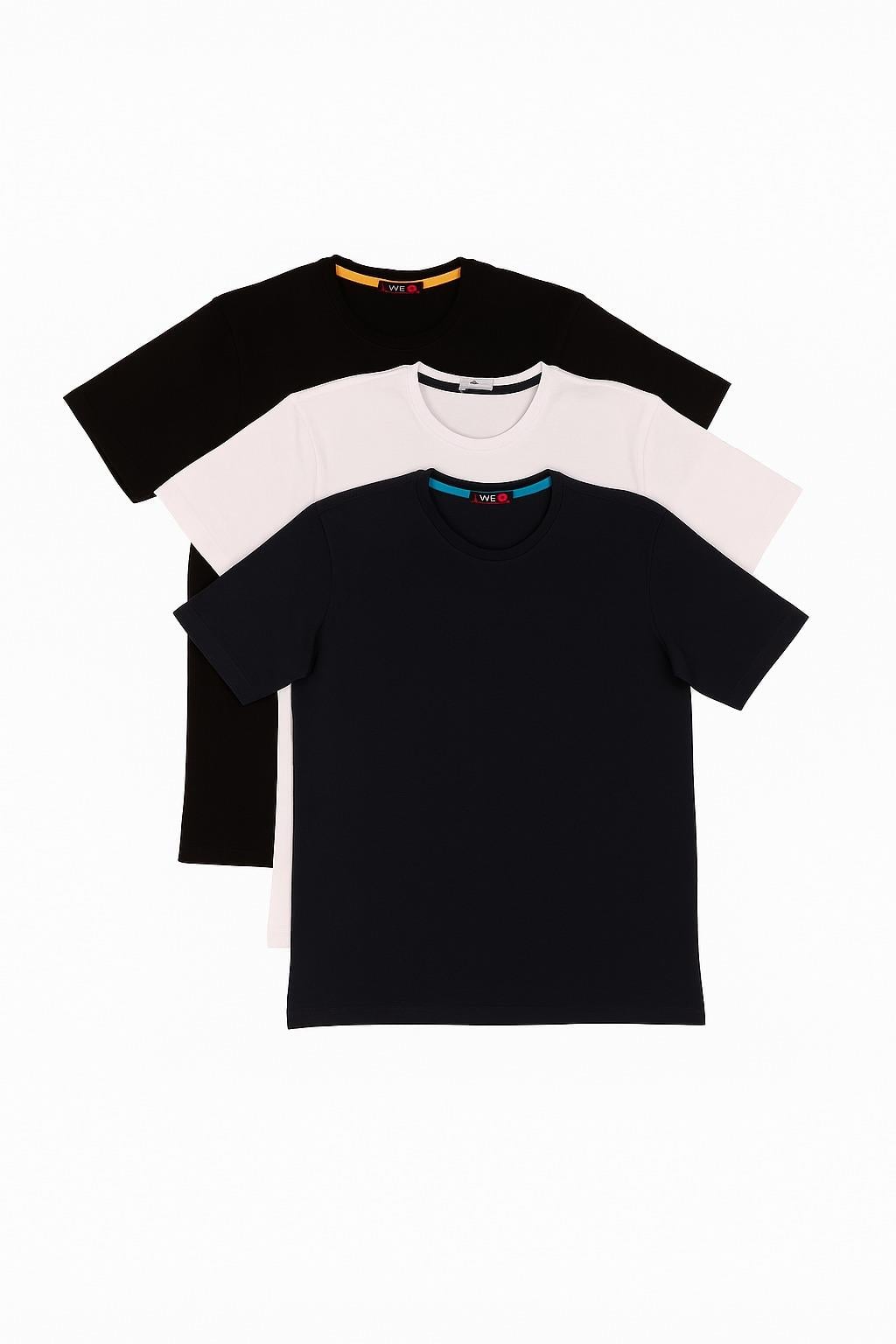 Erkek 3Lü Set Yuvarlak Bisiklet Yaka Rahat Kalıp Comfort Penye Tişört