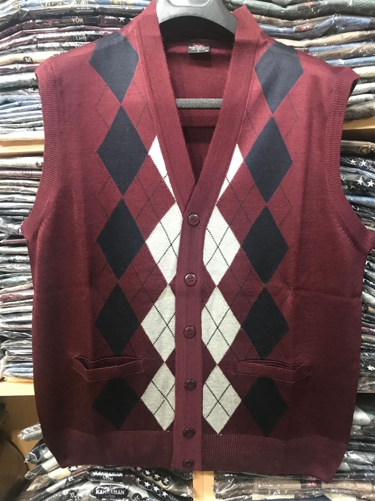 ERKEK BABA DESENLİ İNCE TRİKO YELEK