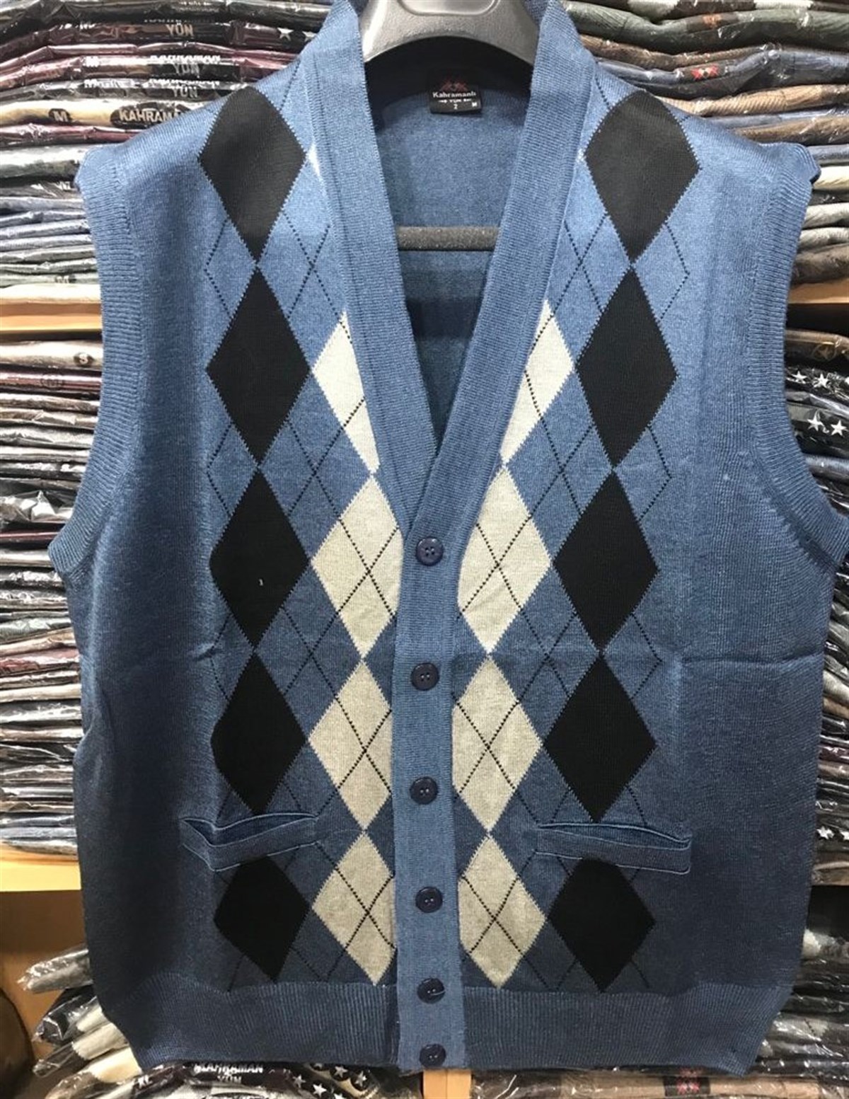 ERKEK BABA DESENLİ İNCE TRİKO YELEK