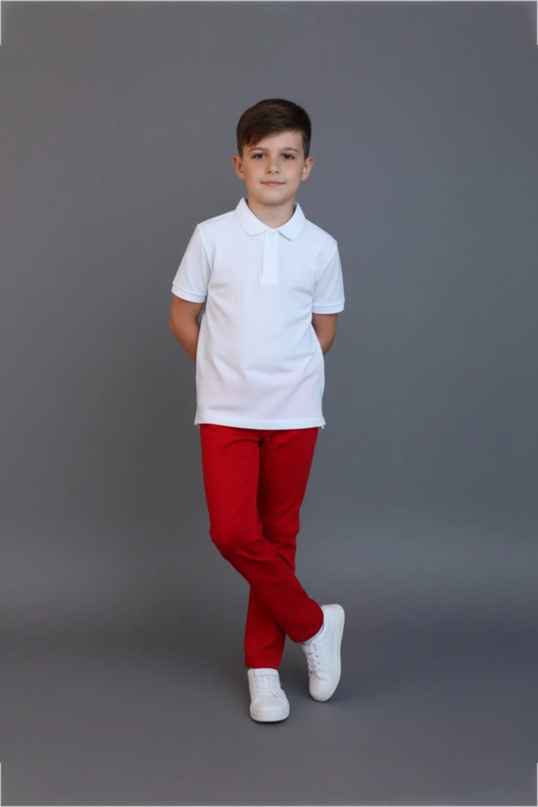 Erkek Çocuk Beli İçten Ayarlamalı Kırmızı Keten Pantolon 23 Nisan 29 Ekim 10 Kasım Gösteri Kıyafeti