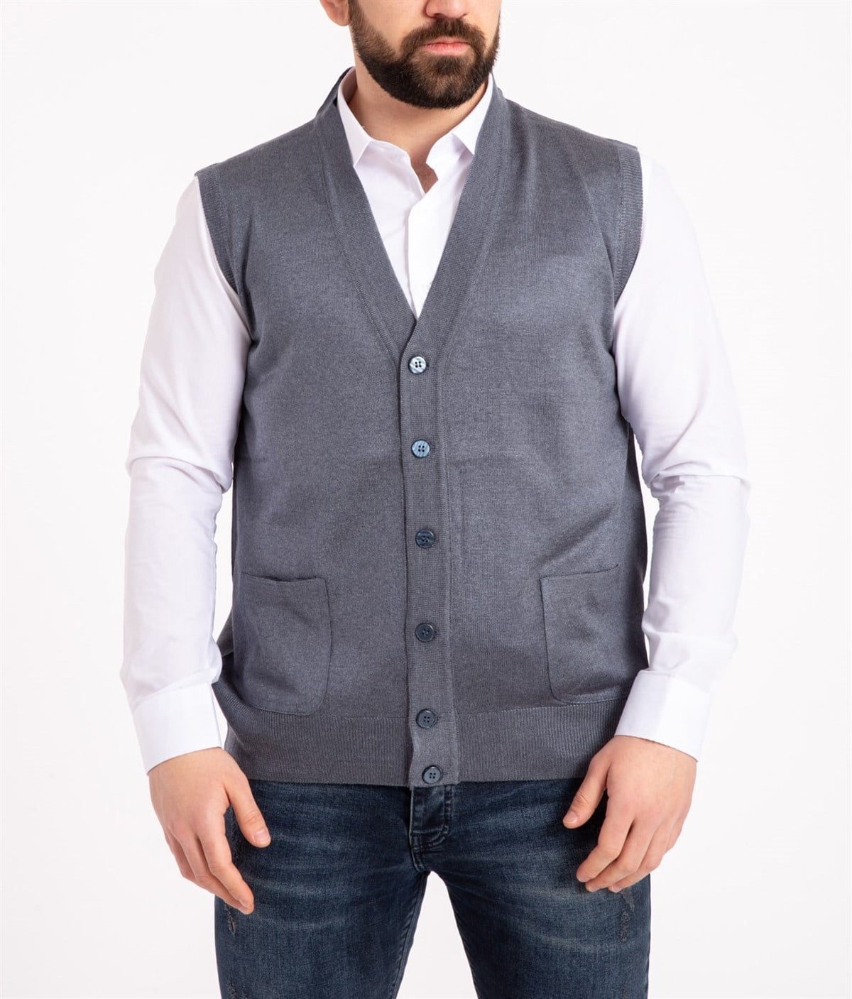 ERKEK İNDİGO İNCE TRİKO YELEK