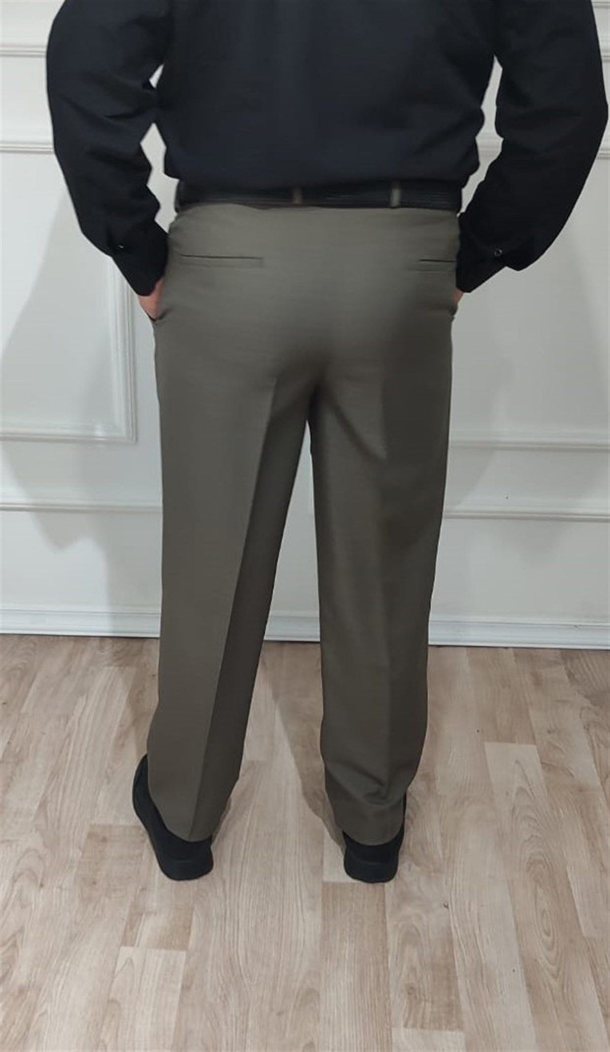 Erkek Klasik Kesim Haki Yeşil Kumaş Pantolon
