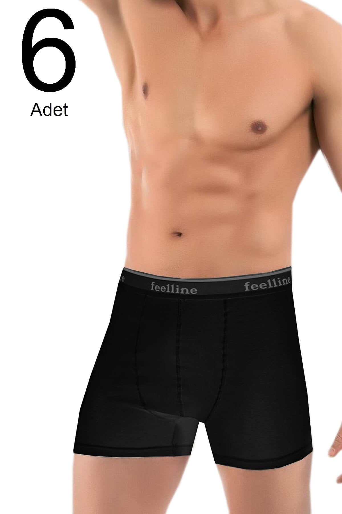 ERKEK LİKRALI 6LI SİYAH BOXER
