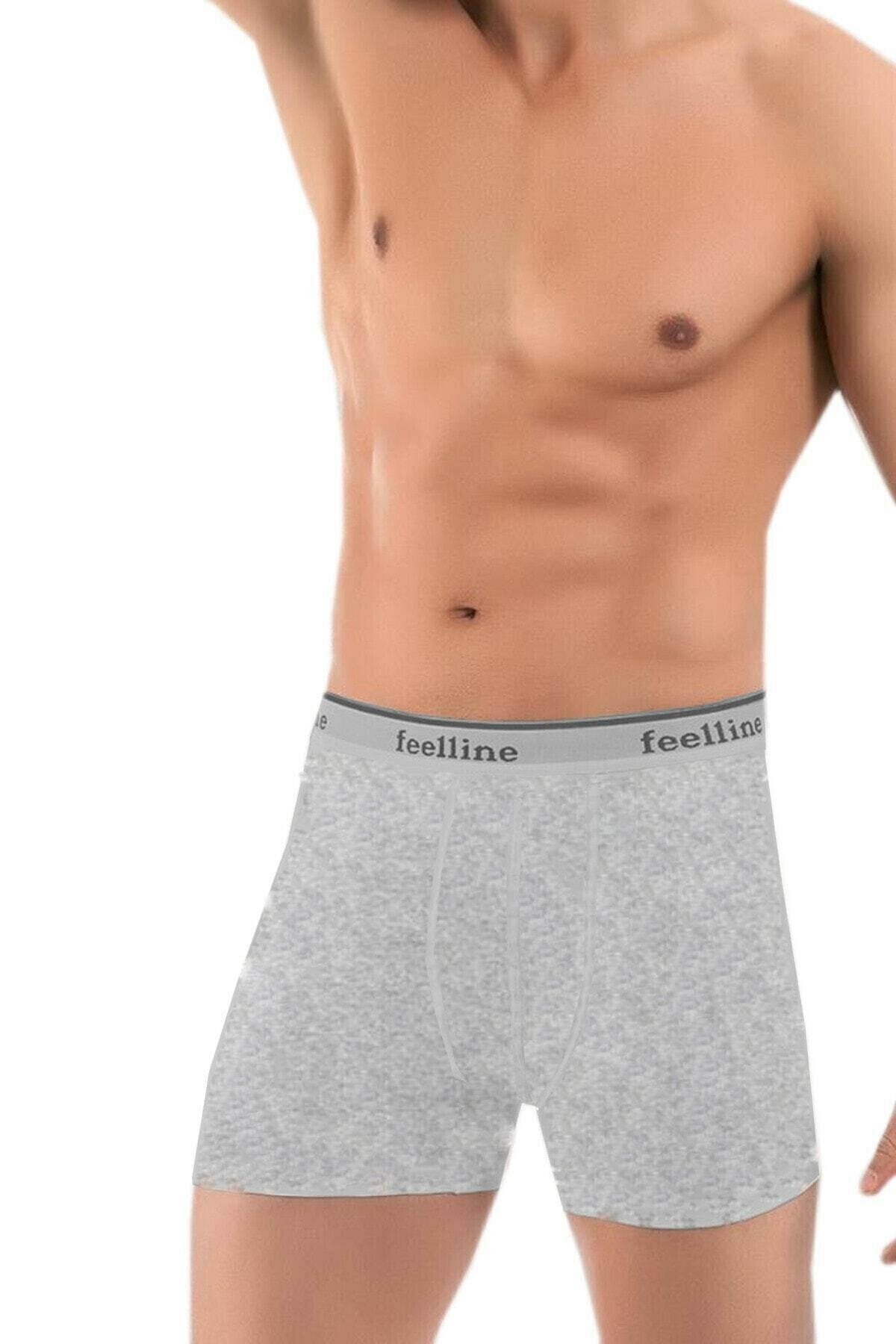 ERKEK PAMUKLU LİKRALI GRİ BOXER 10'LU