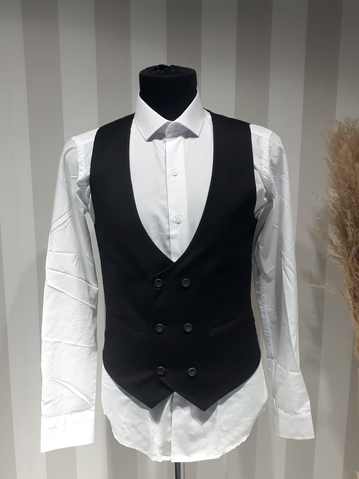 ERKEK SİYAH KUMAŞ YELEK