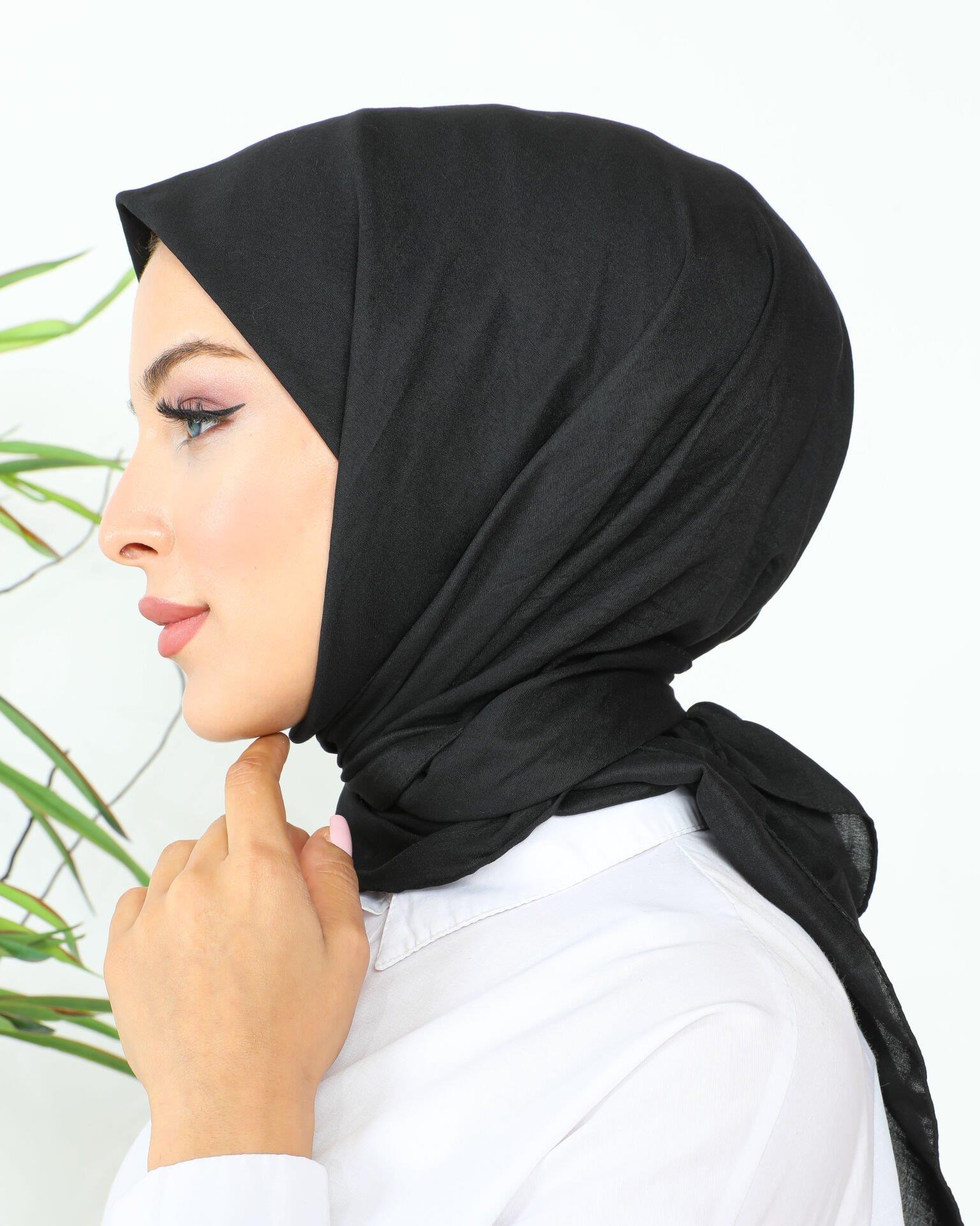 Kadın Anne Comfort Pamuklu Düz Siyah Eşarp
