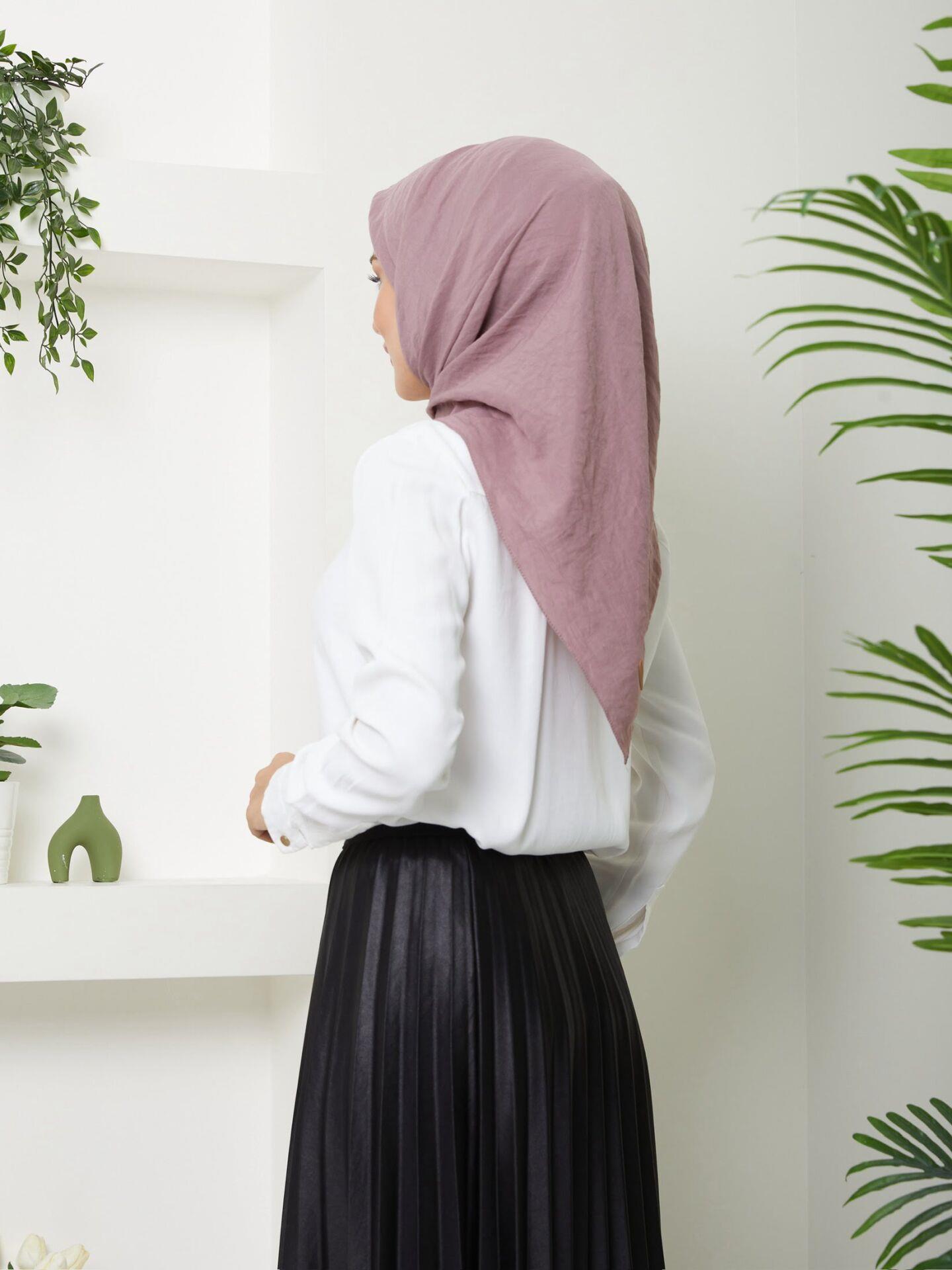 Kadın Anne Comfort Pamuklu Düz Gül Kurusu Eşarp