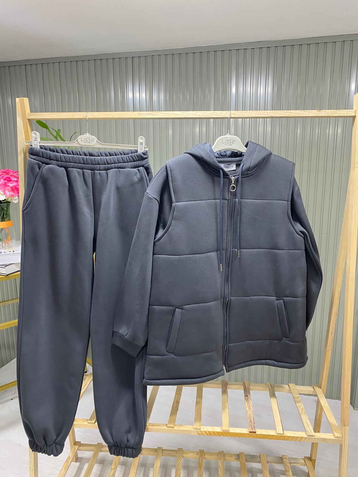 Kadın Gri Giy-Çık Model 3 İplik Eşofman Takımı