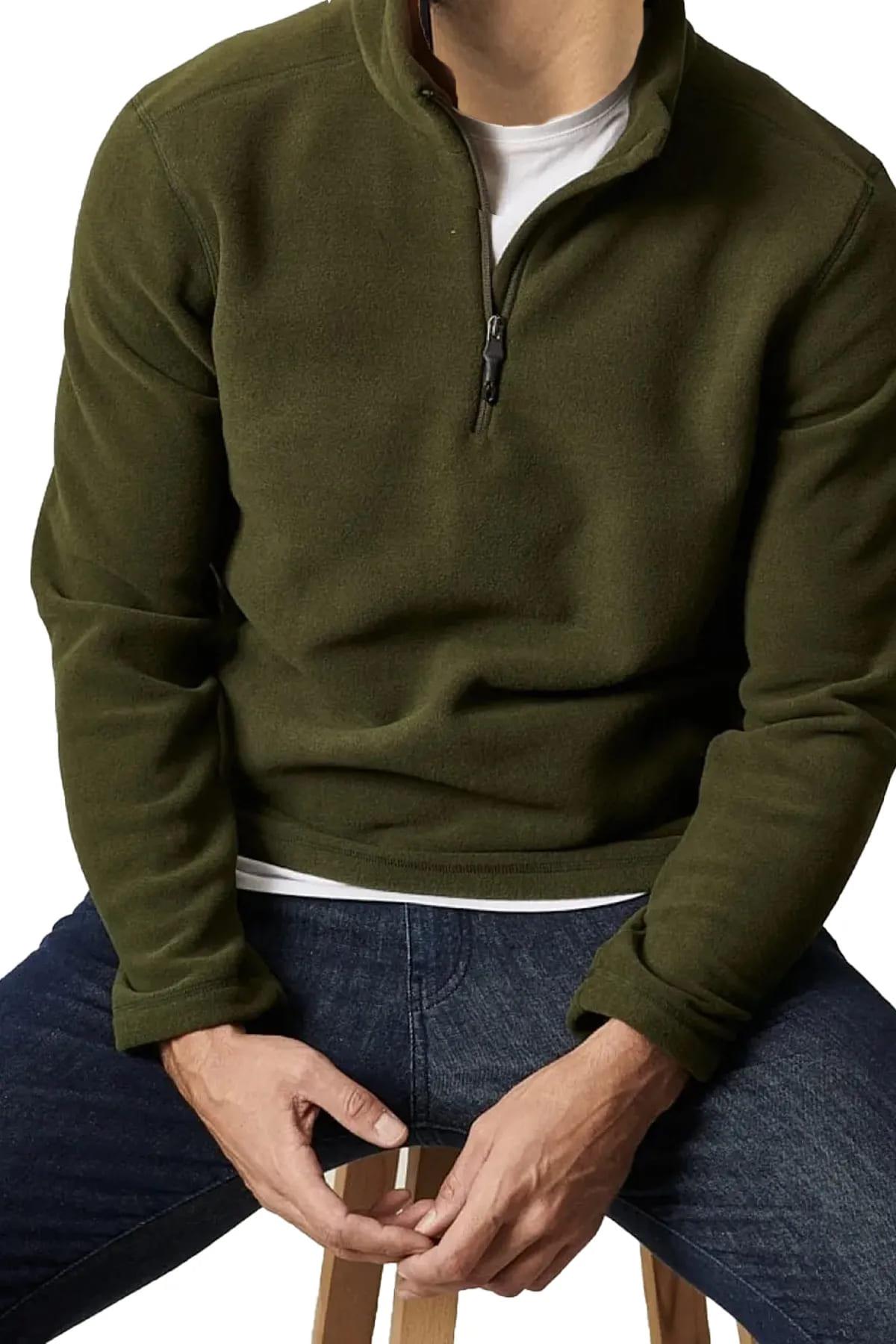 Rahat Kalıp Dik Yakalı Soğuk Geçirmez Tüylenme Yapmayan Polar Sweatshirt