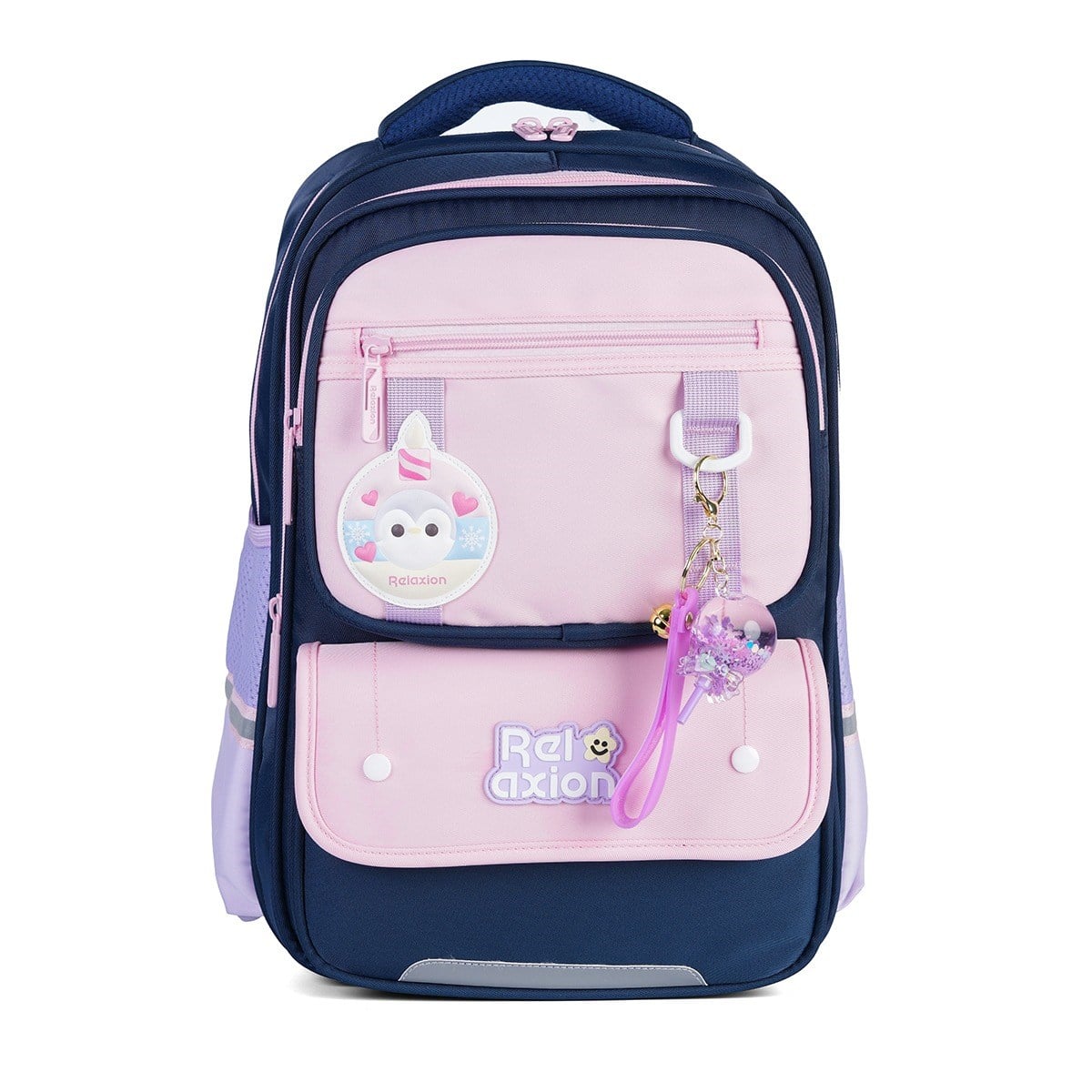 Relaxion 1816 3lü İlkokul Çanta Seti Pembe - Fanus Aksesuarlı, Ortopedik Sırt Destekli Okul Çantası, Beslenme Çantası ve Kalemlik
