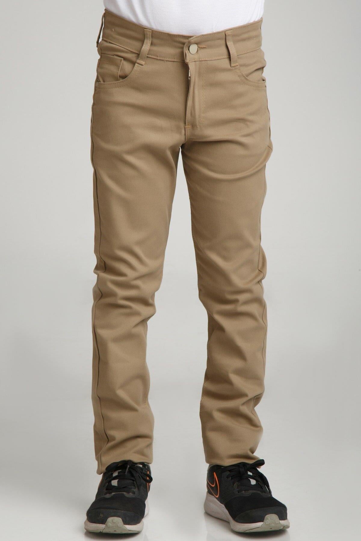 UNISEX BELİ LASTİKLİ BEJ CANVAS KARGO PANTOLON