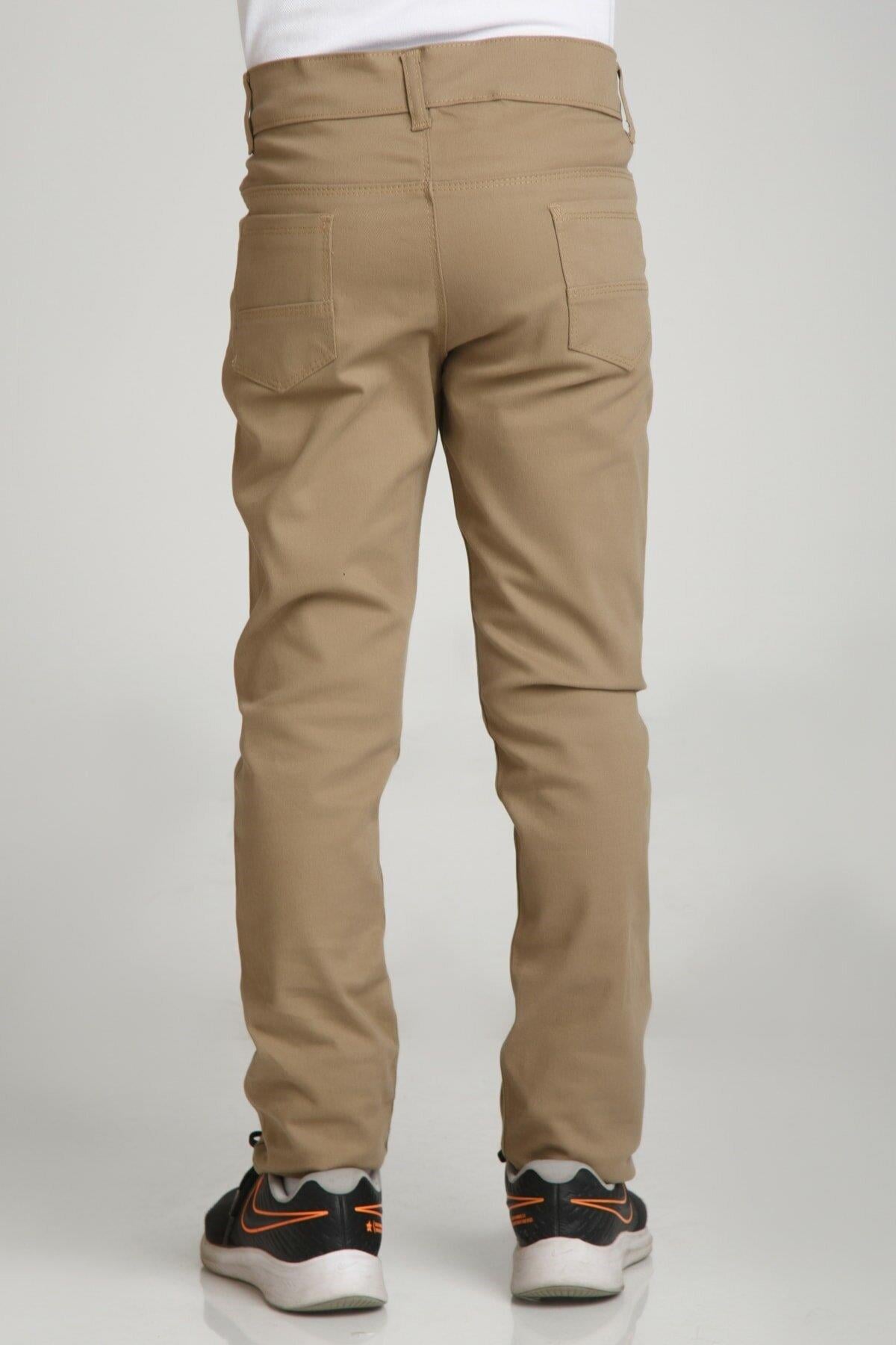 UNISEX BELİ LASTİKLİ BEJ CANVAS KARGO PANTOLON