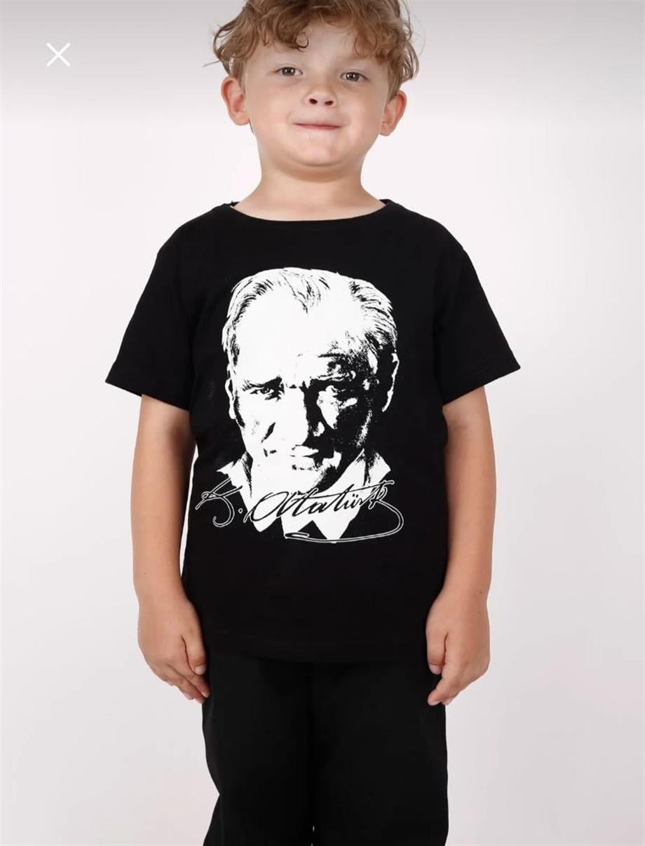 Unısex Çocuk basic  Atatürk bayra Baskılı kısa Kollu  23 Nisan 10 Kasım 29 Ekim okul gösteri T-shirt