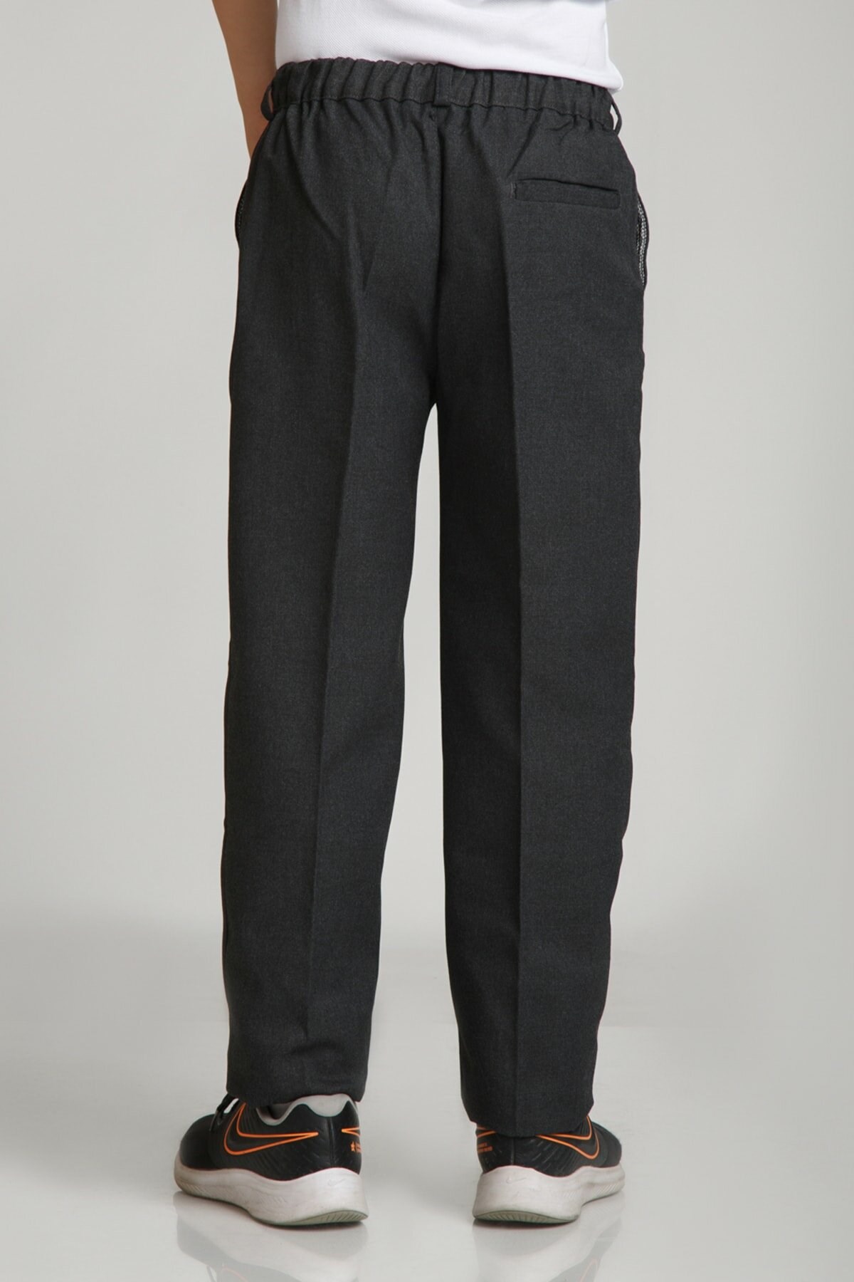 UNISEX ÇOCUK BELİ LASTİKLİ FÜME OKUL  KUMAŞ PANTOLON