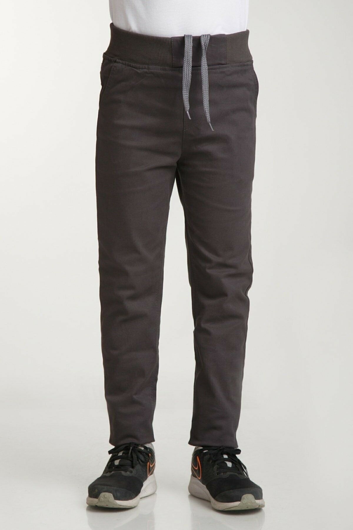 UNISEX ÇOCUK RIBANA BEL FÜME CANVAS OKUL PANTOLONU