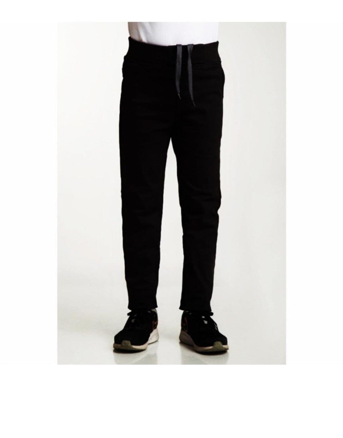 UNISEX ÇOCUK RIBANA BEL  SİYAH CANVAS OKUL PANTOLONU