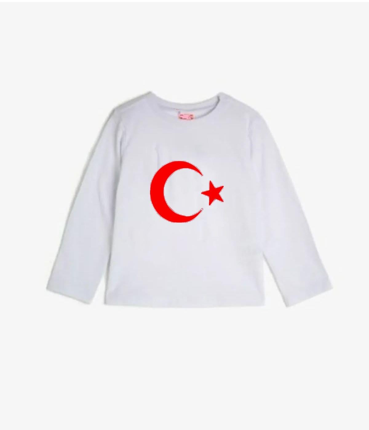 Unısex Çocuk Uzun Kol Atatürk Baskılı 23 Nisan 29 Ekim 10 Kasım Gösteri Kostüm Tişört