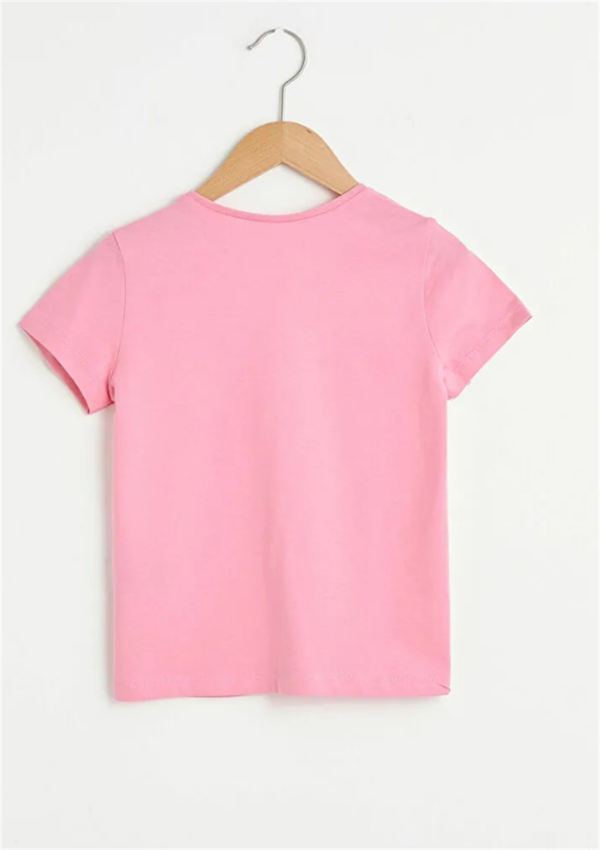 UNISEX ÇOCUK  YUVARLAK YAKA PEMBE KISA KOL PENYE T-SHIRT