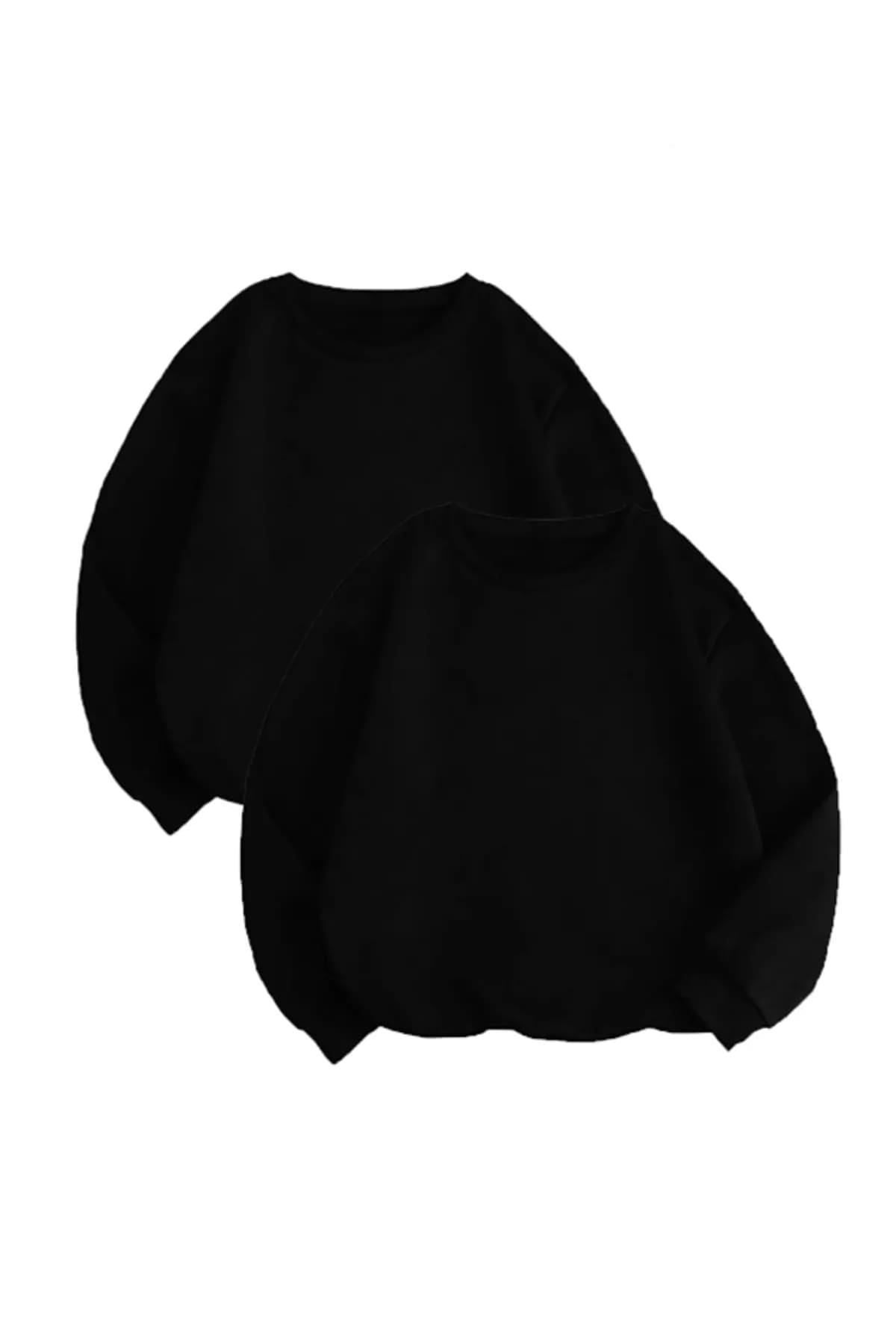 Unisex Düz Renk Basic Sevgililer Günü Çift Kombin Sweatshirt (2 Adet)