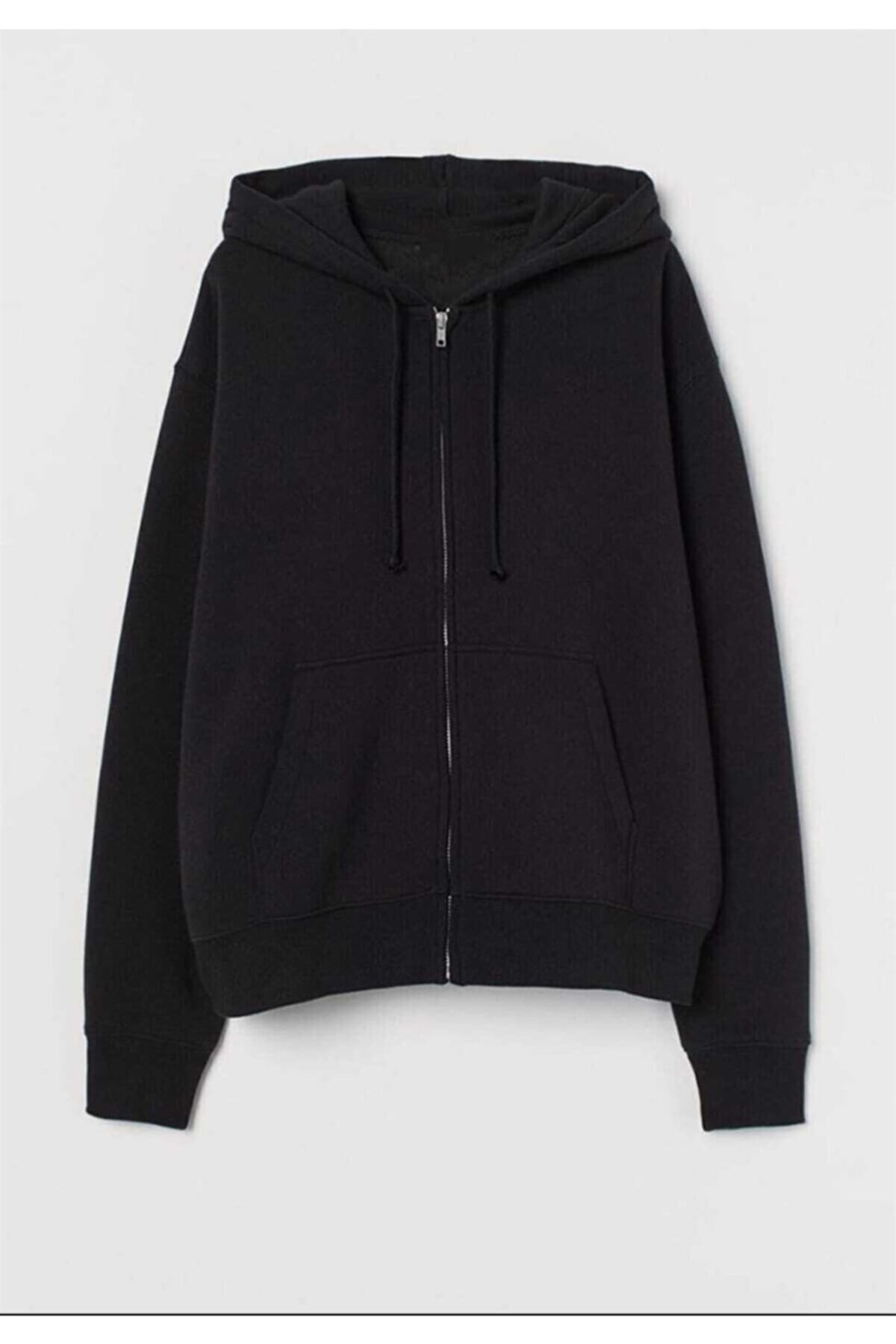 UNISEX FERMUARLI KAPÜŞONLU CEPLİ KALIN KIŞLIK ÜÇ İPLİK  BASİC POLAR SWEATSHIRT