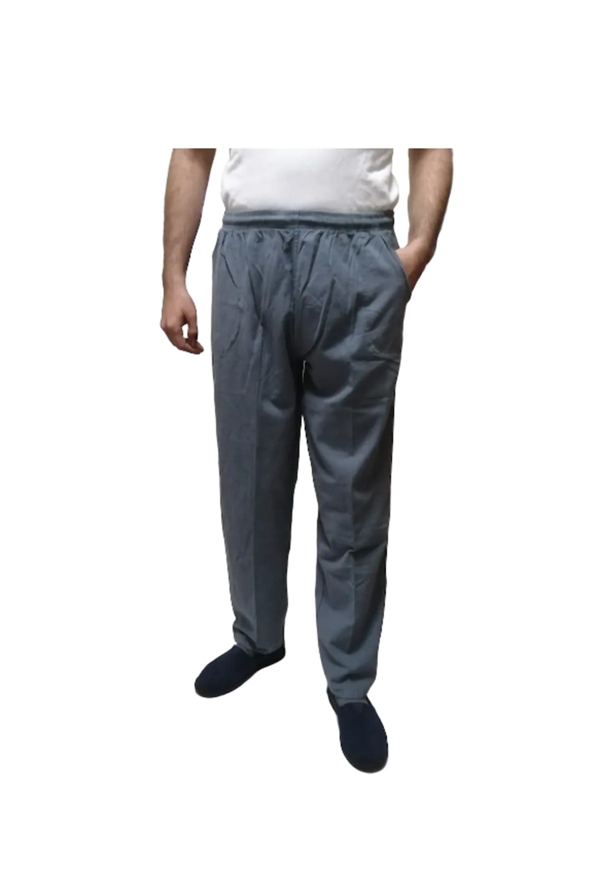 UNISEX HAM BEZ YAZLIK RAHAT ACIK GRİ  KETEN PANTOLON