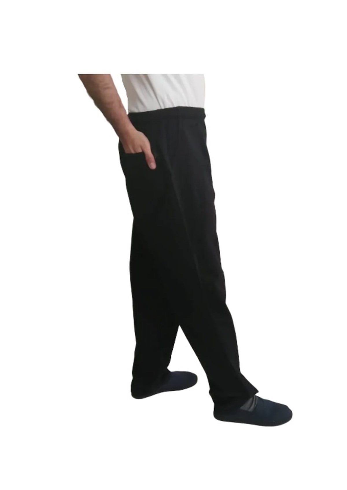 UNISEX HAM BEZ YAZLIK RAHAT SİYAH  KETEN PANTOLON