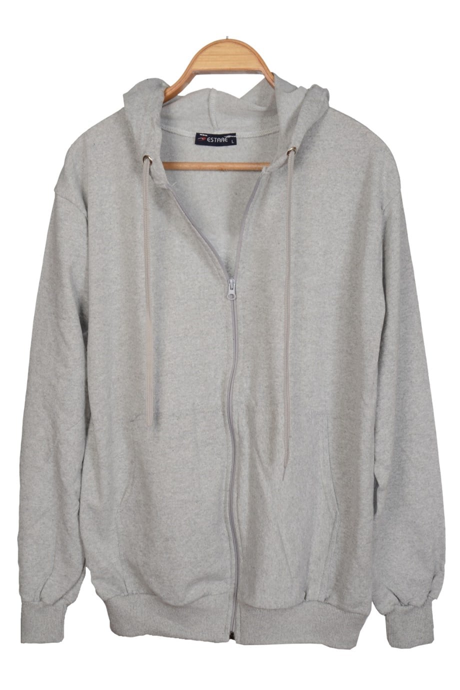 Unısex Kapüşonlu Fermuarlı Cepli Ince Penye BEYAZ Basic Sweatshırt Hırka