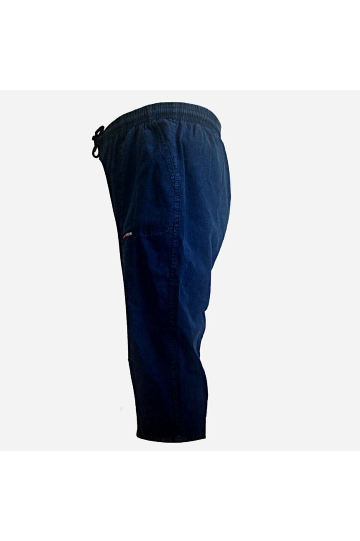 UNISEX KETEN KUMAŞ HAM BEZ YAZLIK RAHAT LACİVERT BERMUDA KAPRİ