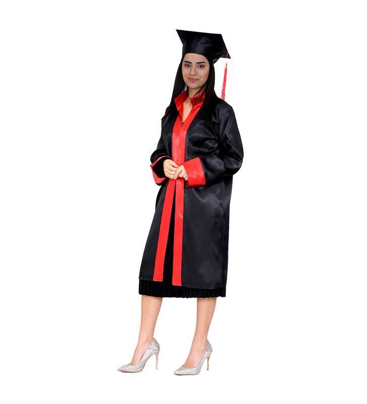Unisex Lise Mezuniyet Cübbesi Bordo Kırmızı Şeritli