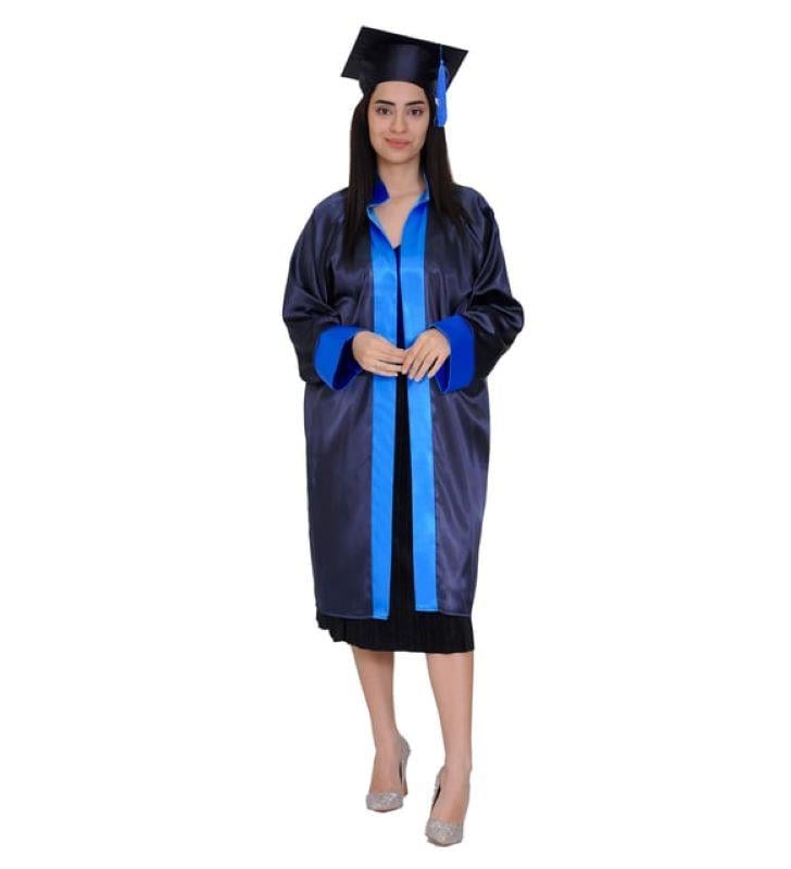 Unisex Lise Mezuniyet Cübbesi Mavi Şeritli