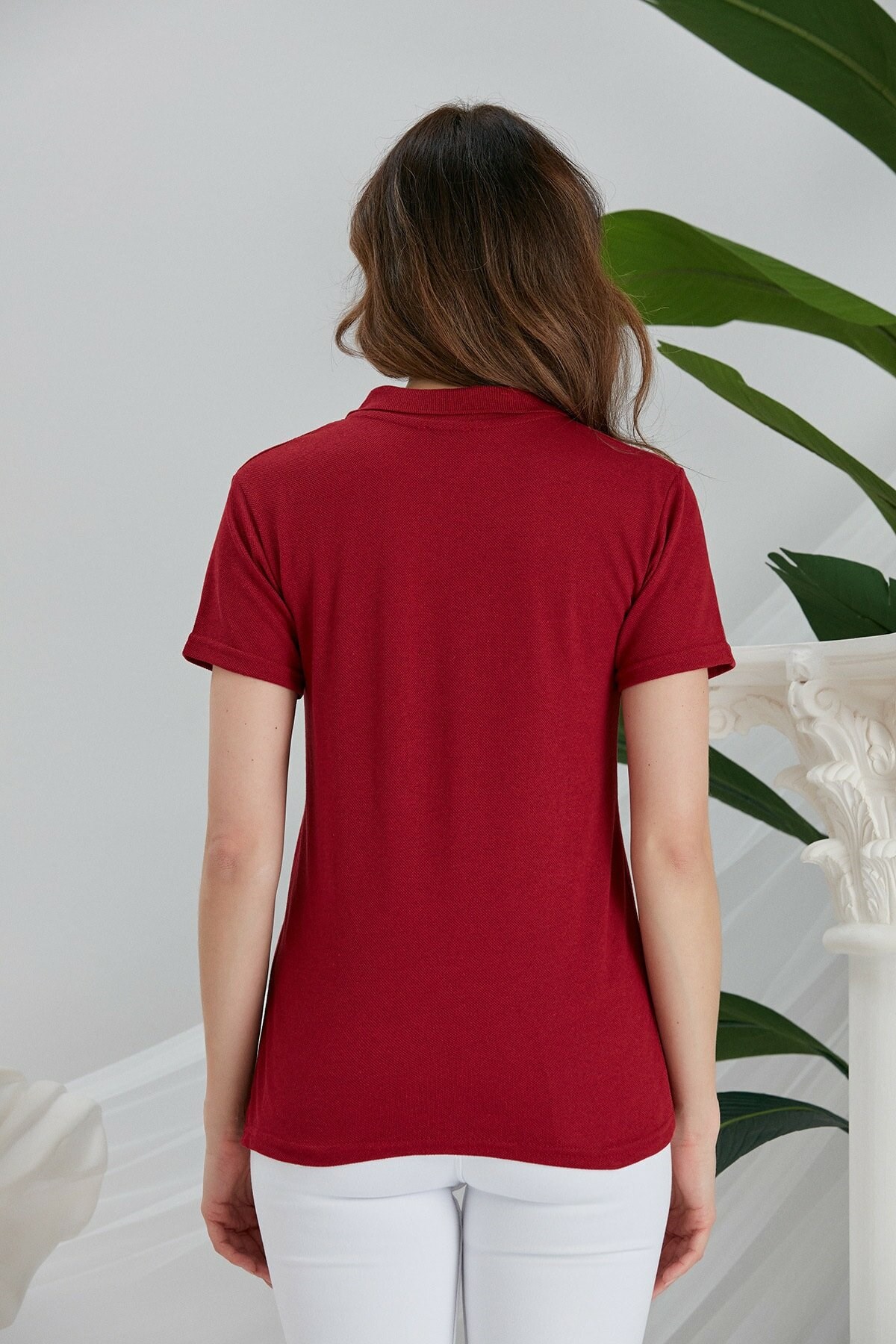UNISEX POLO YAKA KISA KOL BORDO T-SHIRT