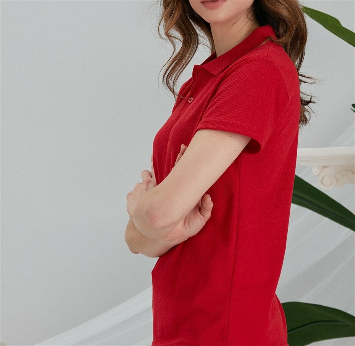 Unısex Polo Yaka Kısa Kol Kırmızı  T-Shırt