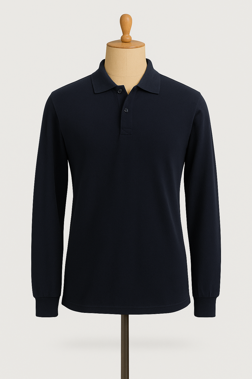 Unisex Polo Yaka Uzun Kol Lacivert Lakost Tişört