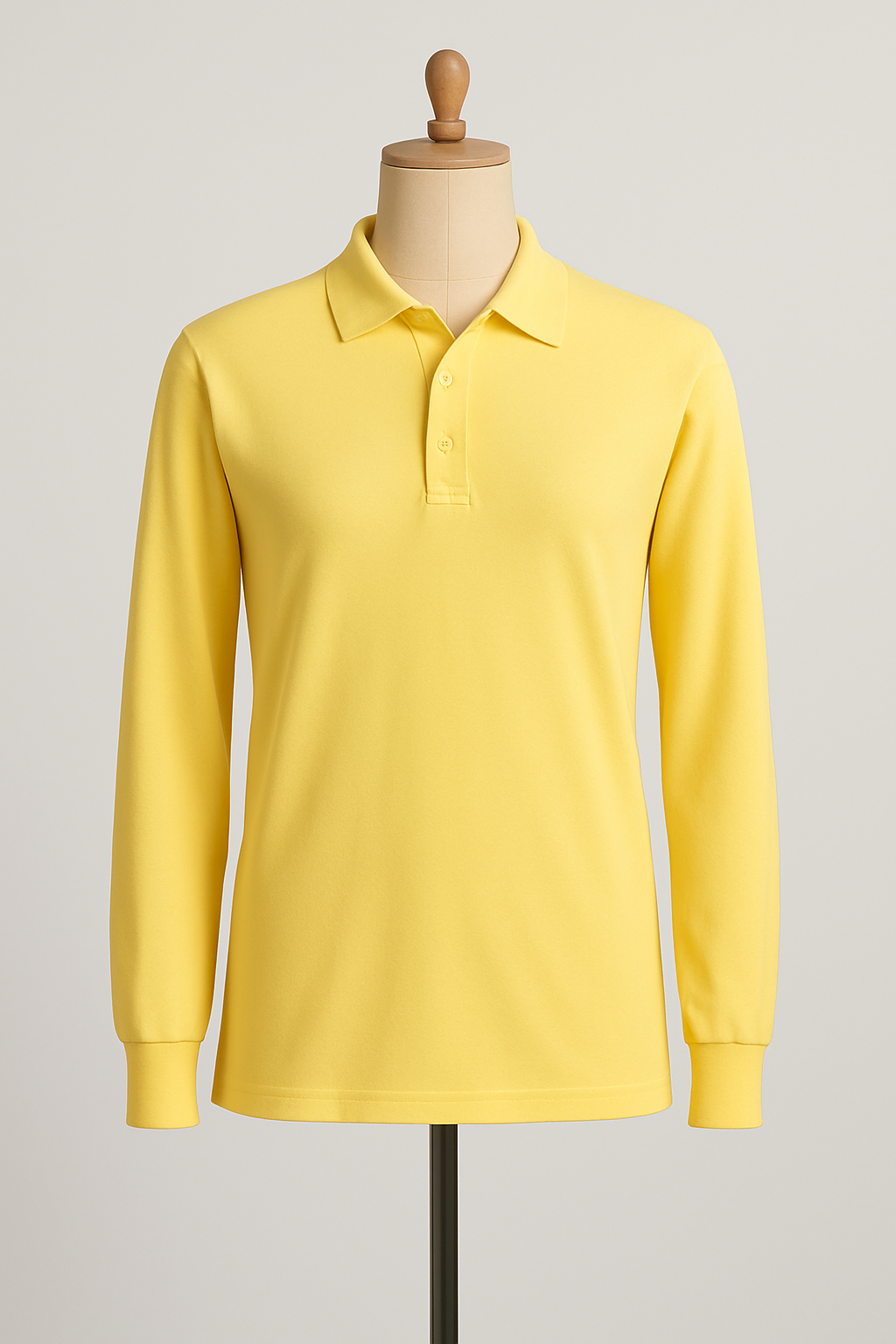 Unisex Polo Yaka Uzun Kol Sarı Lakost Tişört
