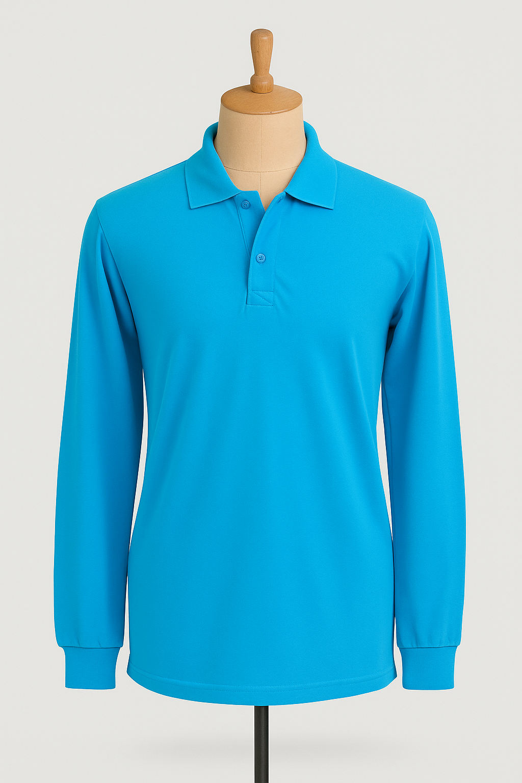 Unisex Polo Yaka Uzun Kol Turkuaz Lakost Tişört