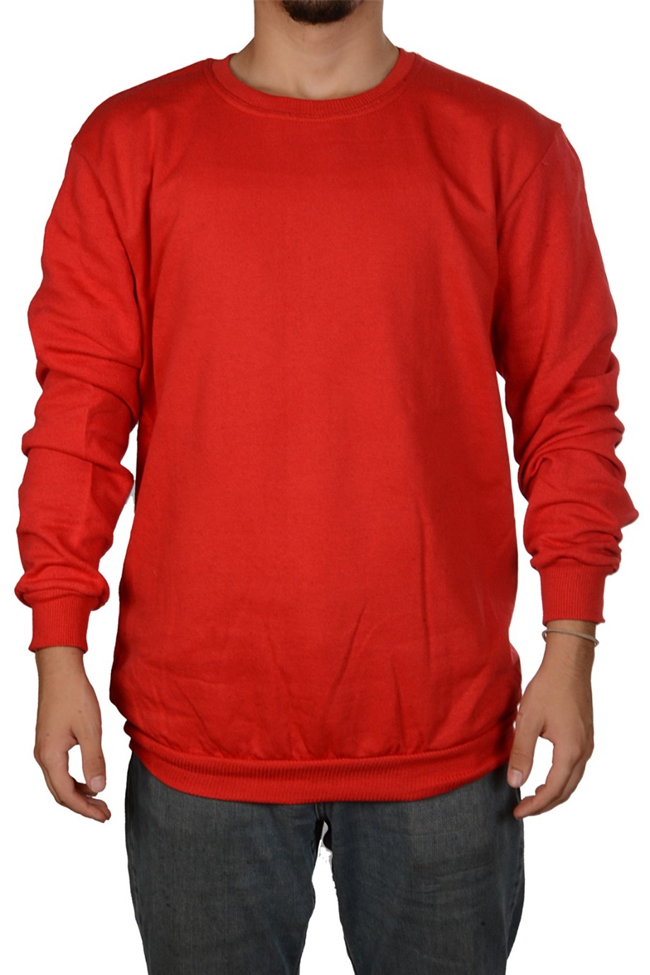 UNISEX YUVARLAK YAKA RAHAT KALIP BASİC DÜZ RENK MODEL UZUN KOL BİSİKLET YAKA SWEATSHİRT