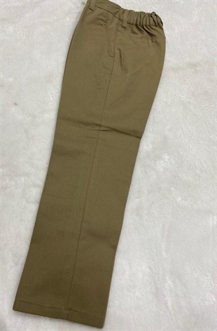 Çocuk Camel Kanvars Keten Okul Pantolonu