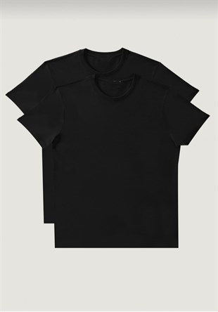 Erkek 2Li Tişört Paketi Çok Renkli Comfort Bisiklet Yaka Kısa Kol Penye  Tişört