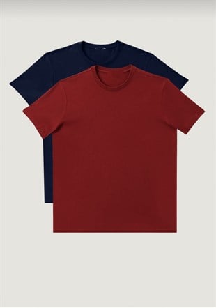 Erkek 2Li Tişört Paketi Çok Renkli Comfort Bisiklet Yaka Kısa Kol Penye  Tişört