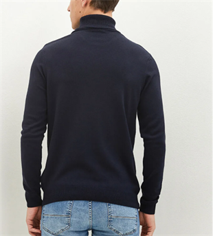 ERKEK BALIKÇI YAKA İÇİ PAMUKLU KALIN KIŞLIK LACİVERT BODY TSHIRT