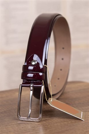 ERKEK BORDO RUGAN DÜZ SUNİ KLASİK KEMER