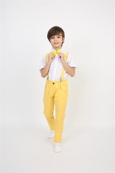 Erkek Çocuk Gömlek Pantolon Askı Papyon Takım 23 Nisan 29 Ekim Gösteri Kıyafeti Kostüm