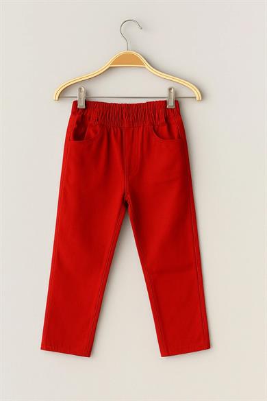 Erkek Çocuk Kırmızı Esnek Bel Lastikli Pantolon 23 Nisan 29 Ekim Gösteri Kıyafeti