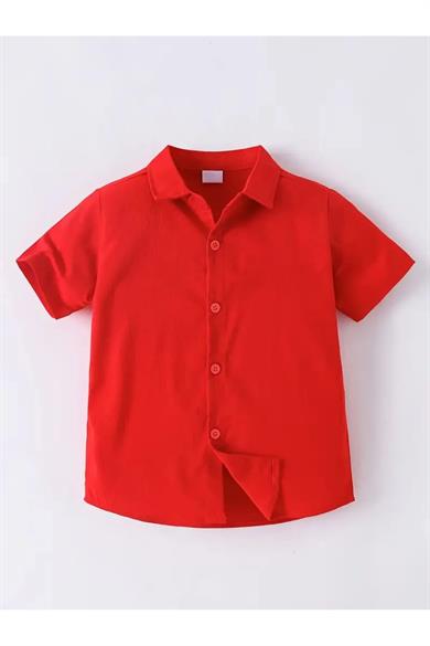 Erkek Çocuk Kırmızı Kısa Kol Gömlek 23 Nisan 29 Ekim Kıyafeti